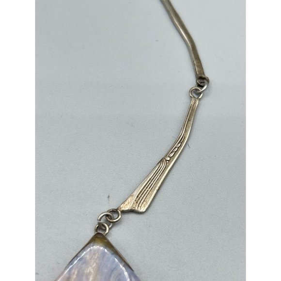 Handcrafted Brutalist Necklace Purple Striped Agate Stone Unusual Chunky Stones - Picture 5 of 9